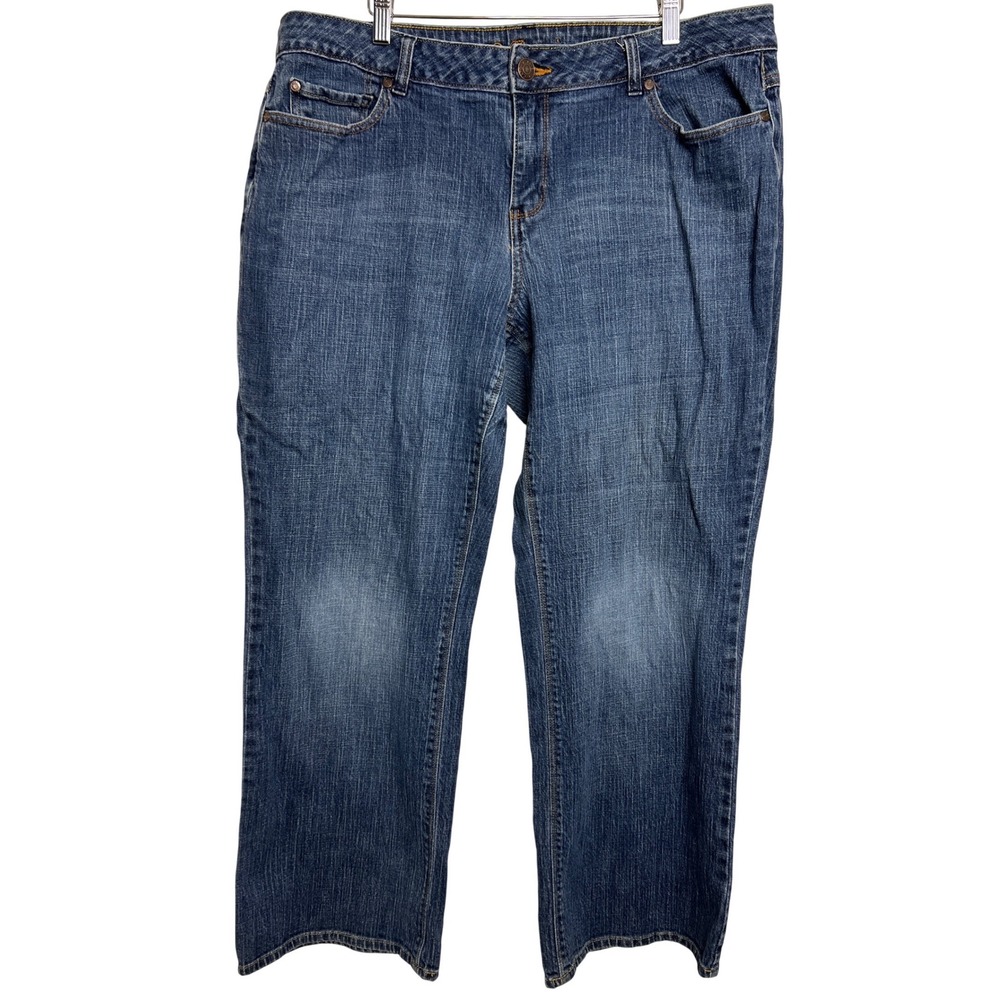 Cato Premium Womens Plus‎ 20WP Blue Straight Leg Jeans Embroidered Pockets A32